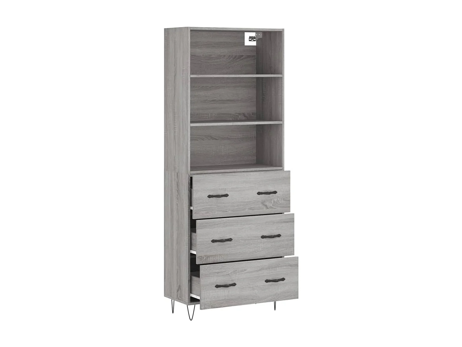Credenza Grigio Sonoma 69,5x34x180 cm in Legno Multistrato