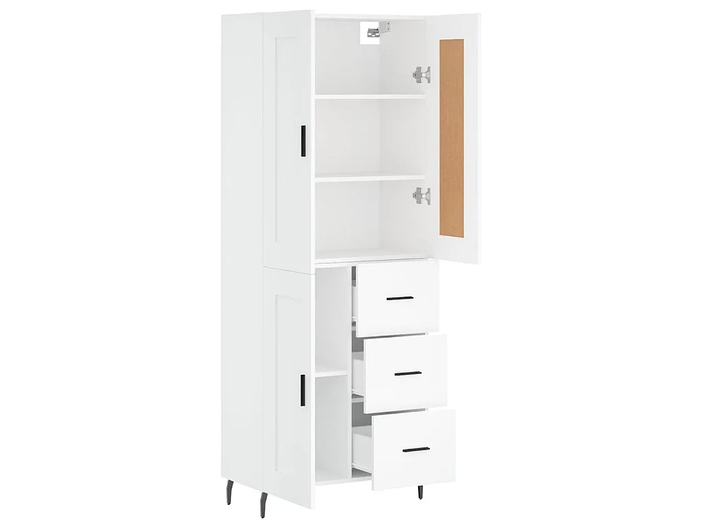 Credenza Bianca 69,5x34x180 cm in Legno Multistrato
