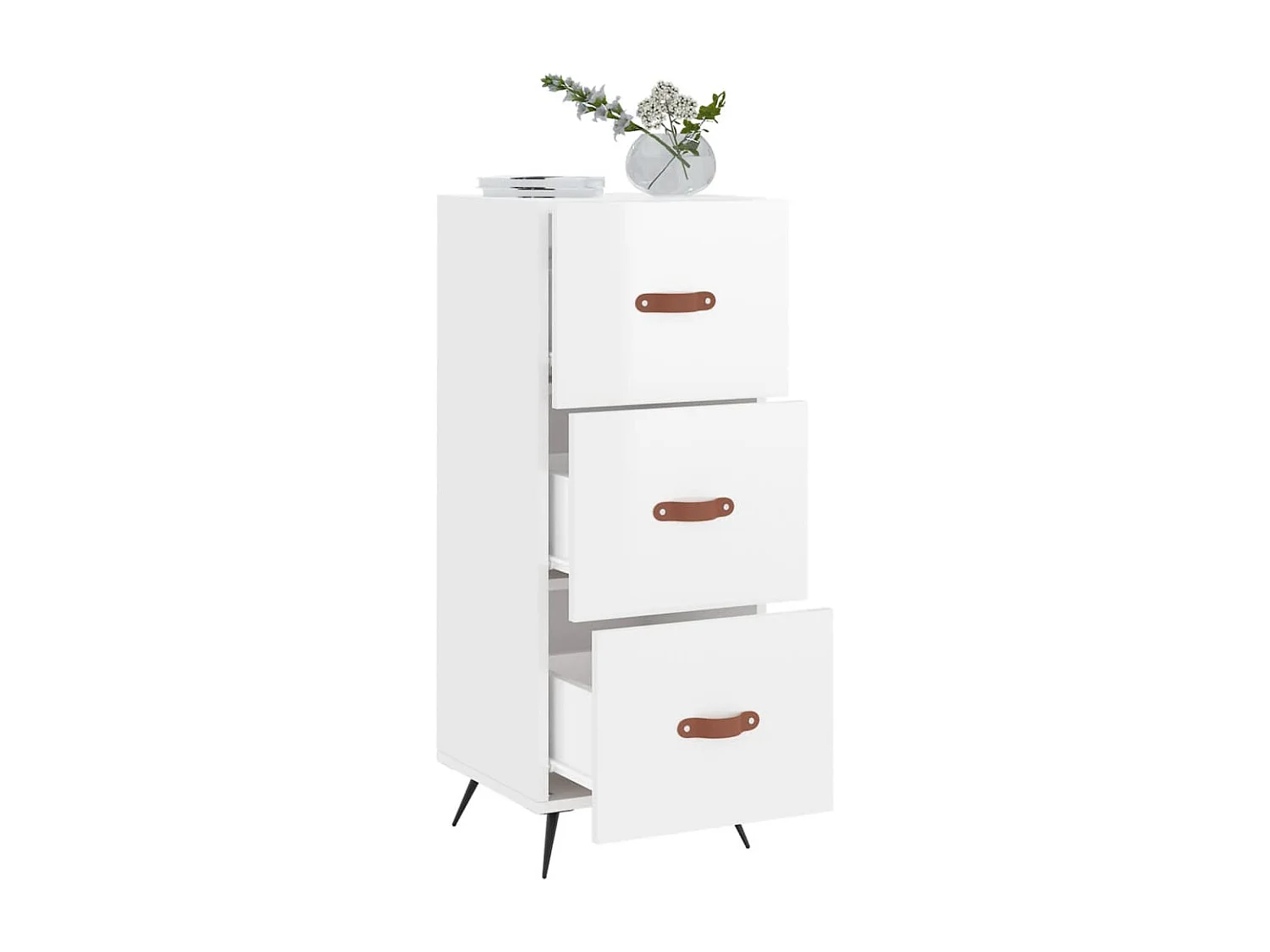 Buffet Blanc brillant 34,5x34x90 cm Bois d'ingénierie