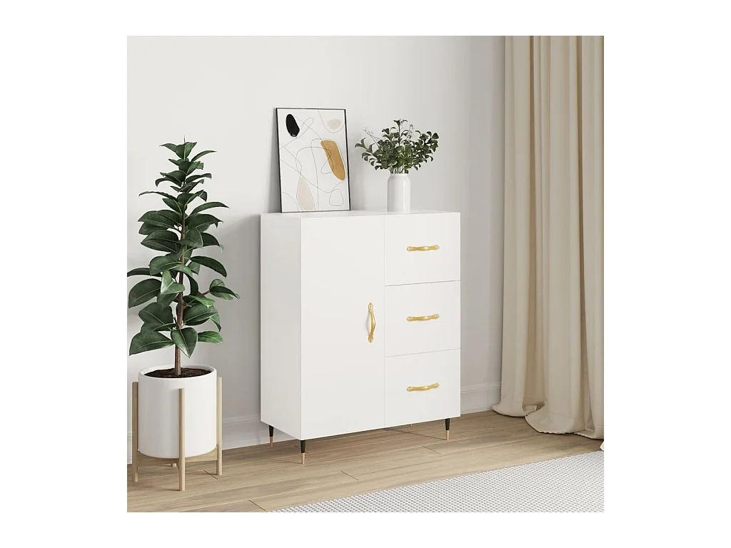 Buffet blanc 69,5x34x90 cm bois d'ingénierie