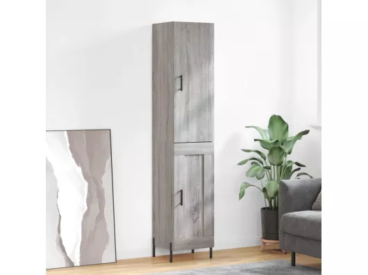 Kauf Unique Highboard Grau Sonoma 34,5x34x180 cm Holzwerkstoff