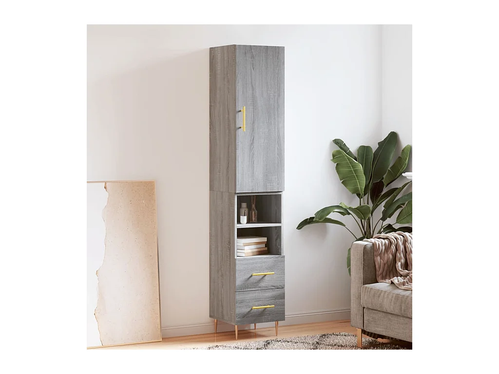 Highboard Grau Sonoma 34,5x34x180 cm Holzwerkstoff