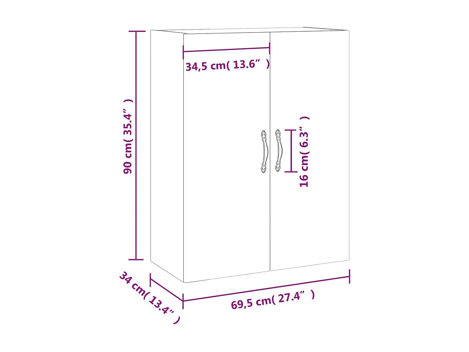 Armoire murale sonoma gris 69,5x34x90 cm