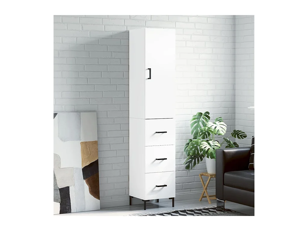 Buffet haut Blanc 34,5x34x180 cm Bois d'ingénierie