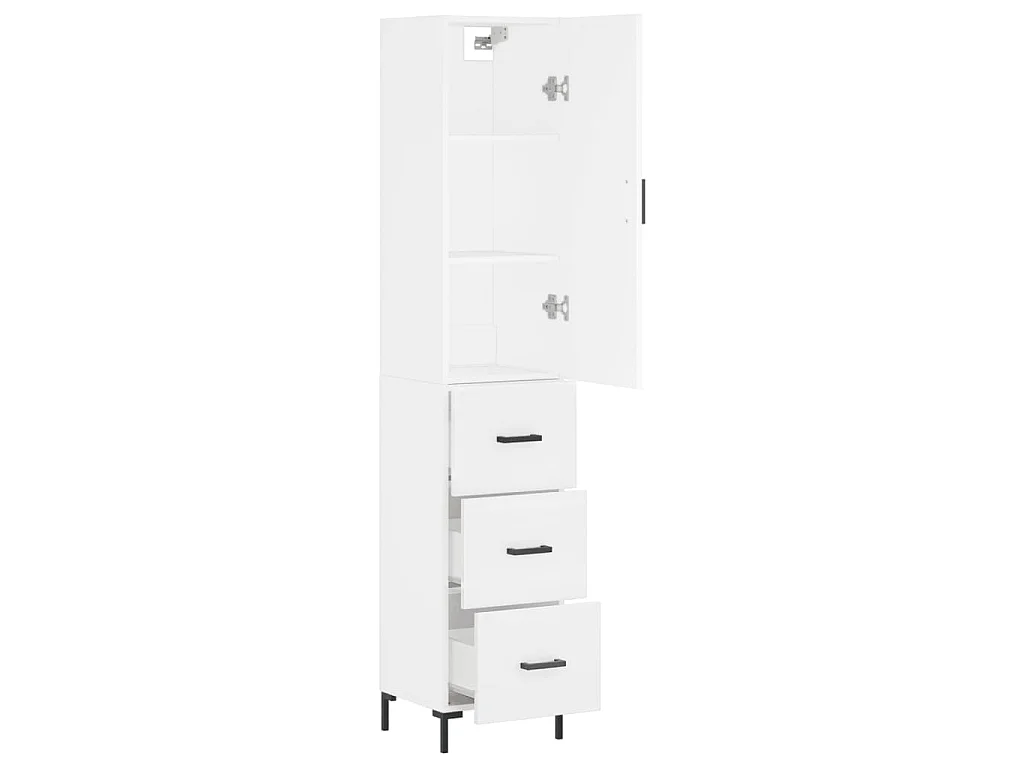 Credenza Bianca 34,5x34x180 cm in Legno Multistrato