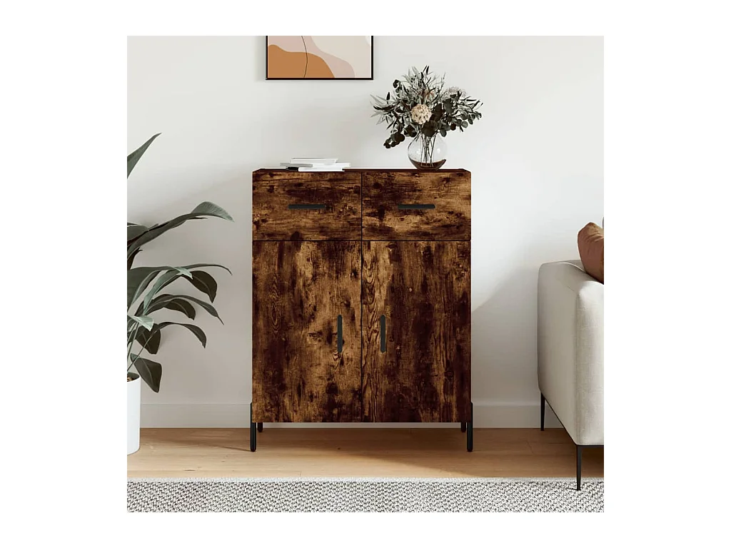 Buffet chêne fumé 69,5x34x90 cm bois d'ingénierie