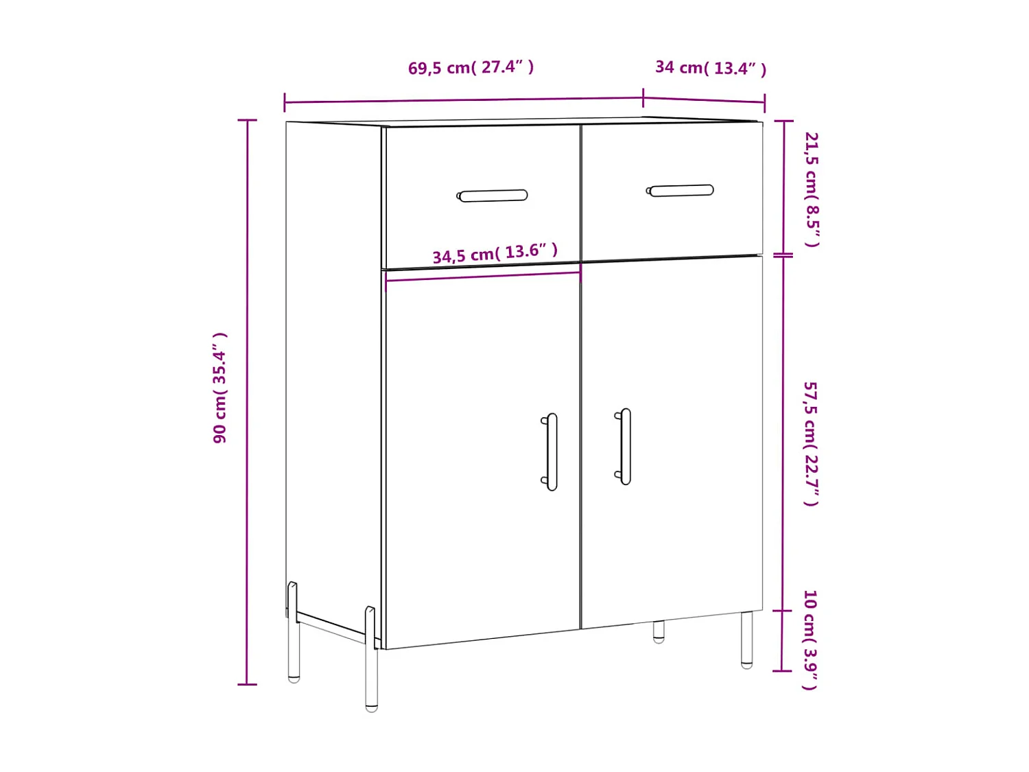 Sideboard Räuchereiche 69,5x34x90 cm Holzwerkstoff