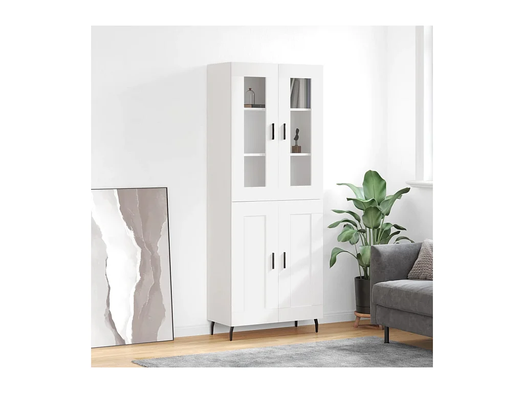 Credenza Bianca 69,5x34x180 cm in Legno Multistrato