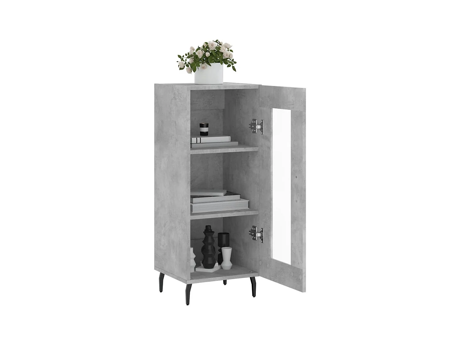 Credenza Grigio Cemento 34,5x34x90 cm in Legno Multistrato
