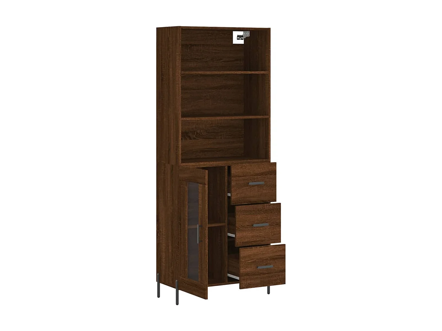Buffet haut Chêne marron 69,5x34x180 cm Bois d'ingénierie