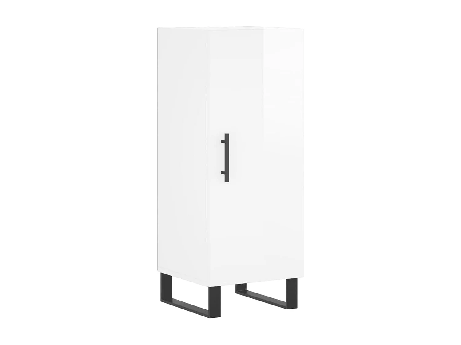 Aparador alto madera contrachapada blanco brillo 34,5x34x180 cm