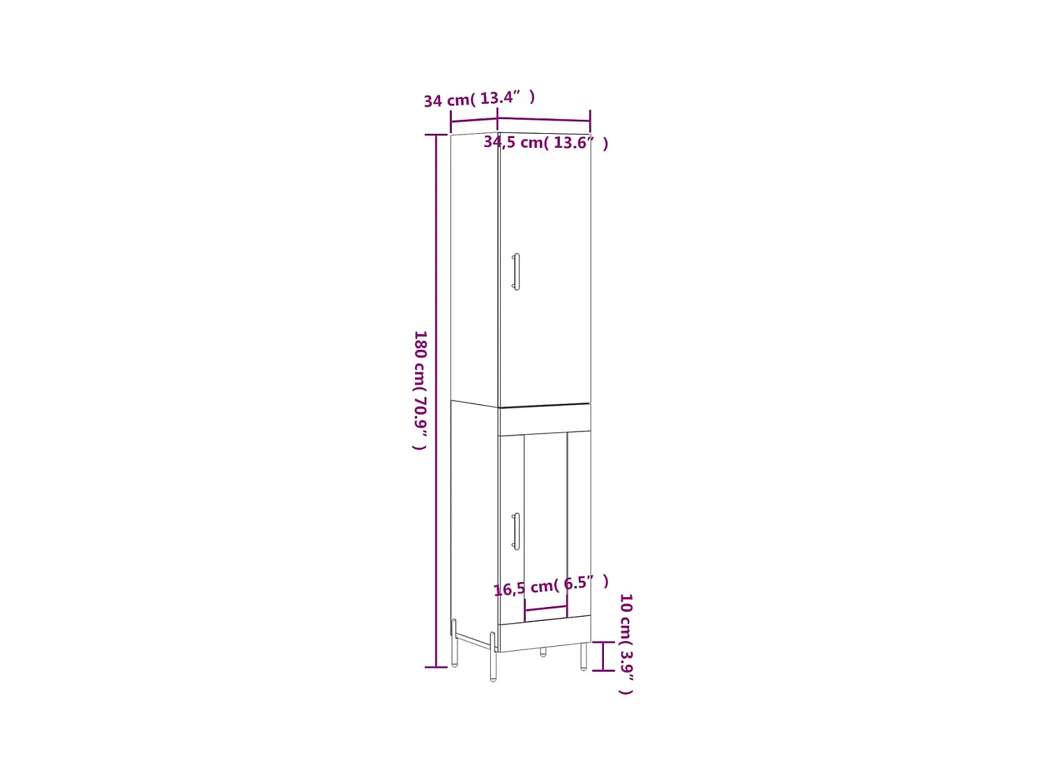 Highboard Betongrau 34,5x34x180 cm Holzwerkstoff