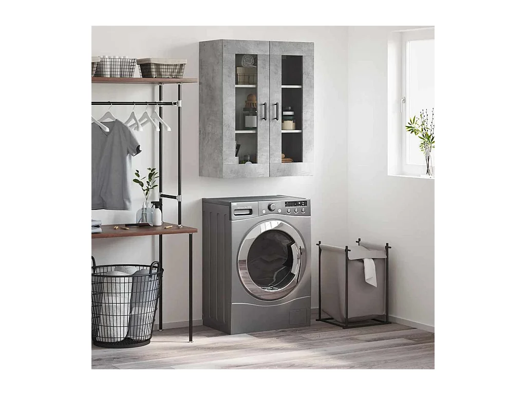 Armoire murale gris béton 69,5x34x90 cm