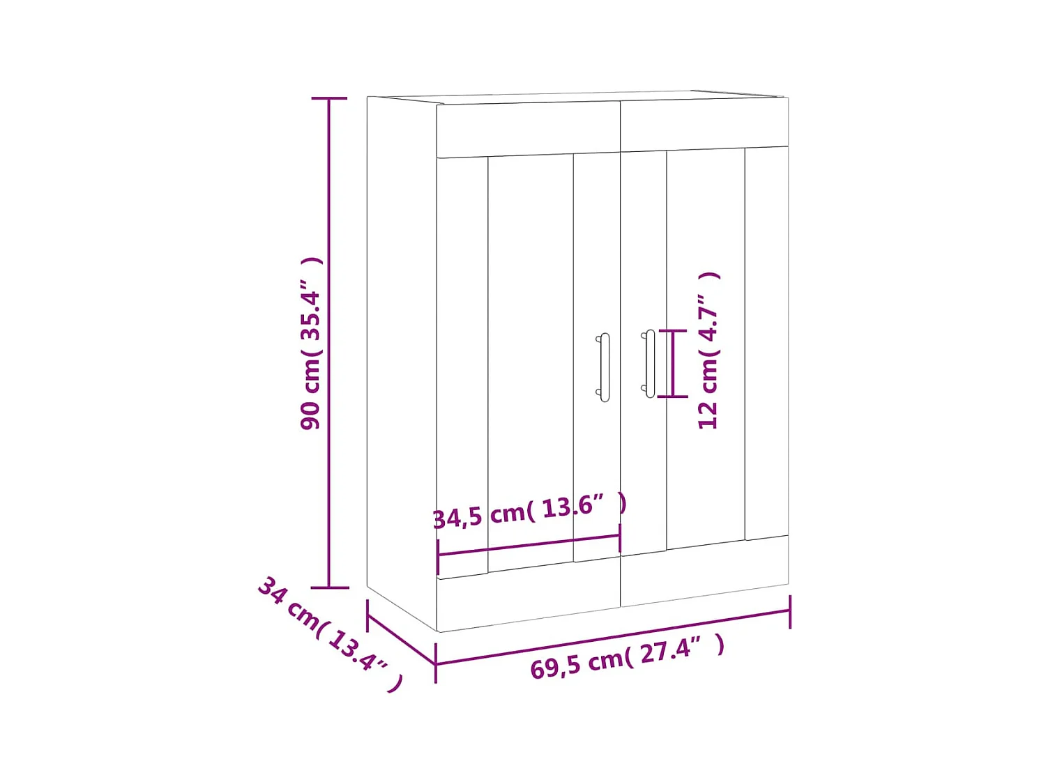 Armoire murale gris béton 69,5x34x90 cm