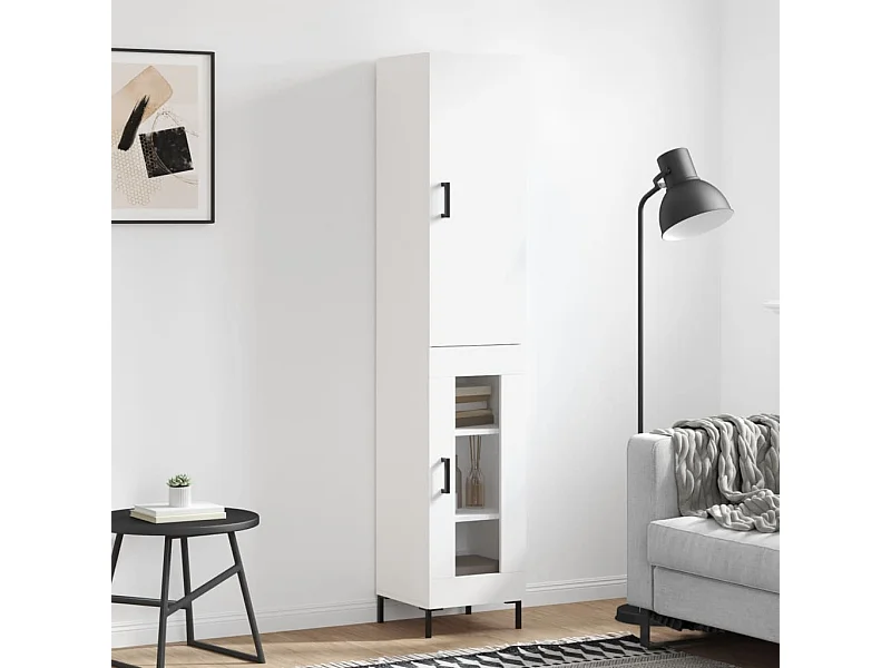 Buffet haut Blanc 34,5x34x180 cm Bois d'ingénierie