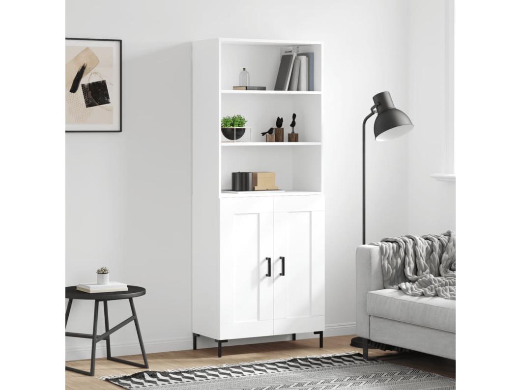 Credenza Bianca 69,5x34x180 cm in Legno Multistrato