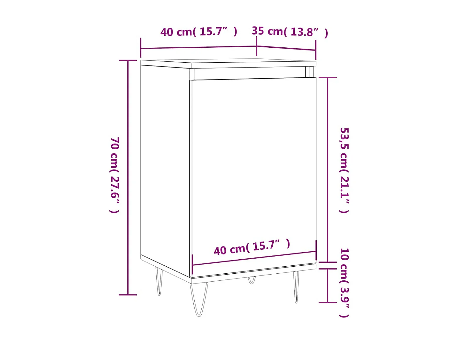 Buffet gris béton 40x35x70 cm bois d'ingénierie