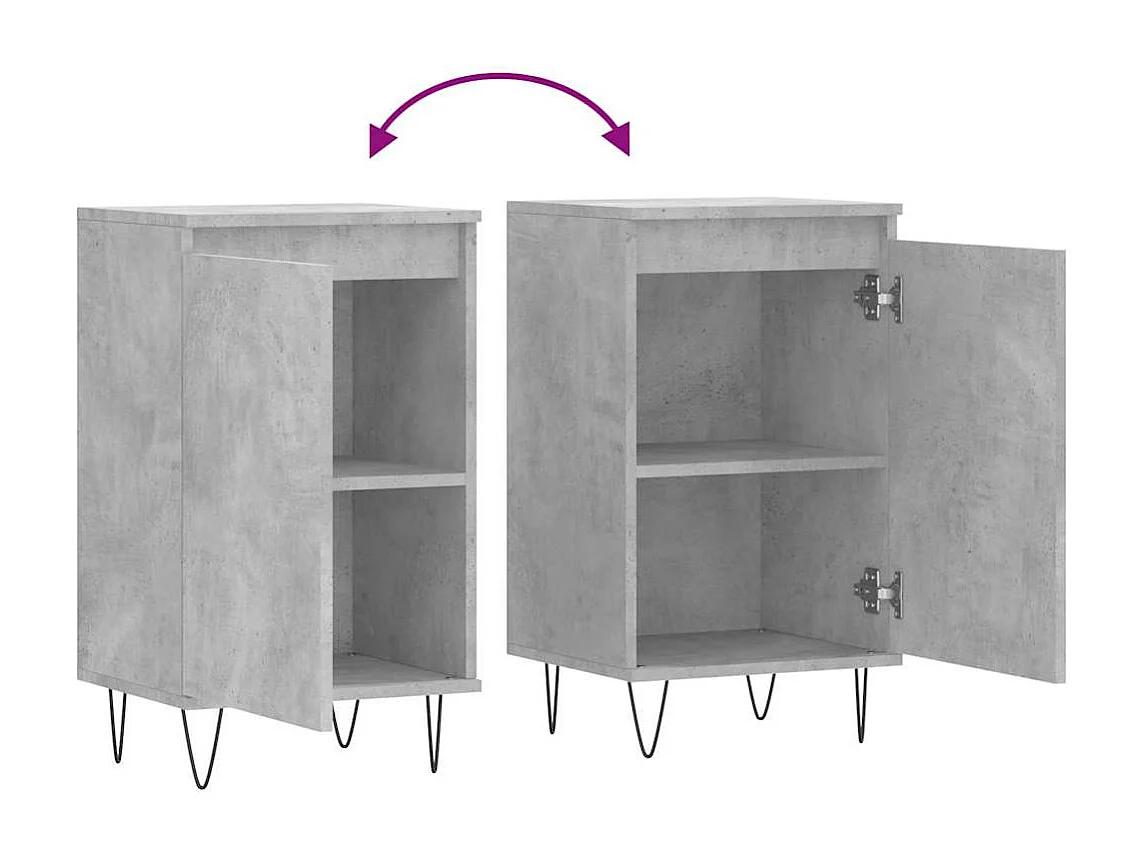 Buffet gris béton 40x35x70 cm bois d'ingénierie