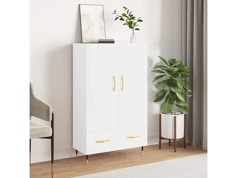 Aparador alto 69,5x31x115 cm derivados madeira branco brilhante