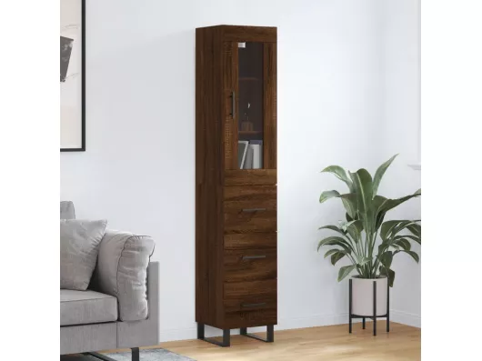 Kauf Unique Highboard Braun Eichen-Optik 34,5x34x180 cm Holzwerkstoff