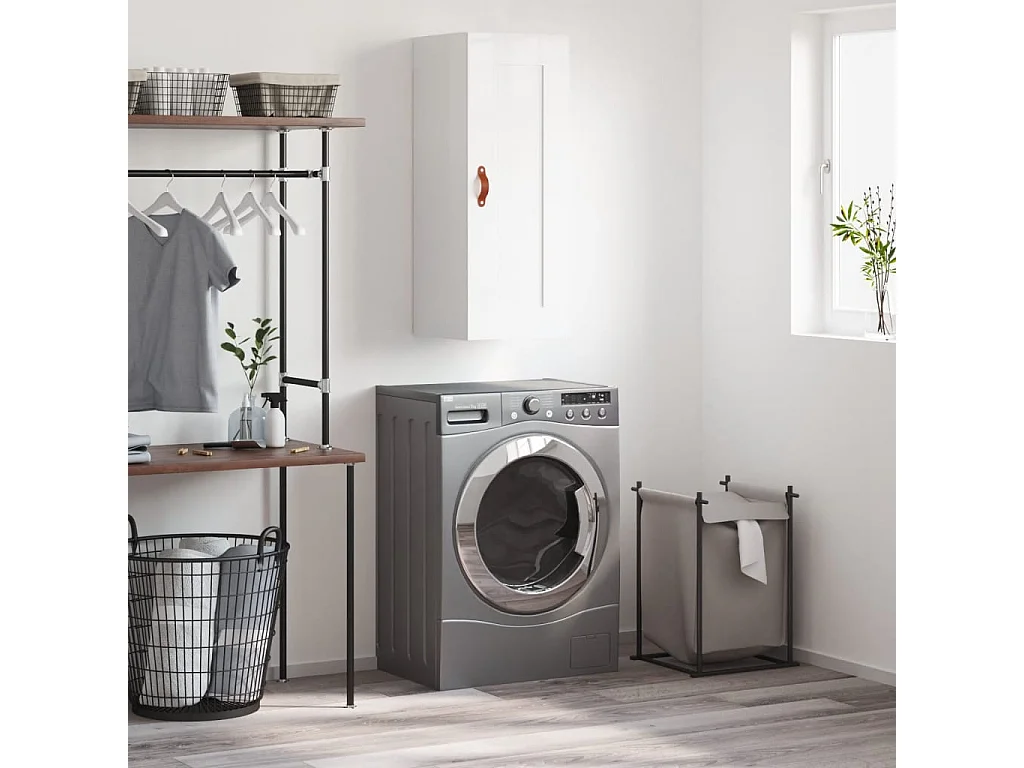 Wandschrank Hochglanz-Weiß 34,5x34x90 cm Holzwerkstoff