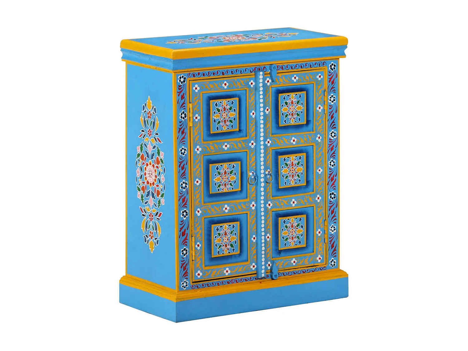 Wandkast handgeschilderd massief mangohout turquoise