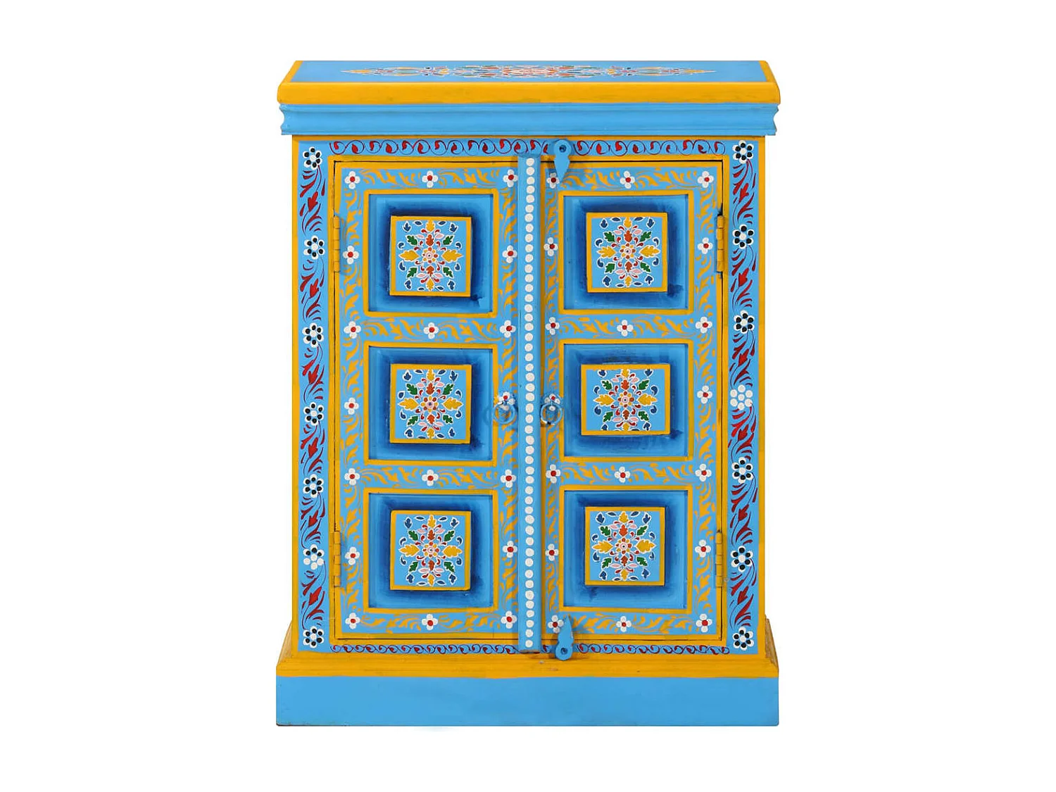 Wandkast handgeschilderd massief mangohout turquoise