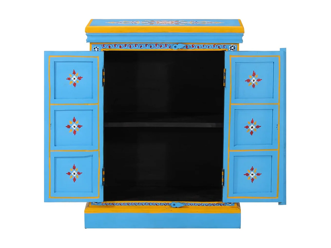 Wandkast handgeschilderd massief mangohout turquoise