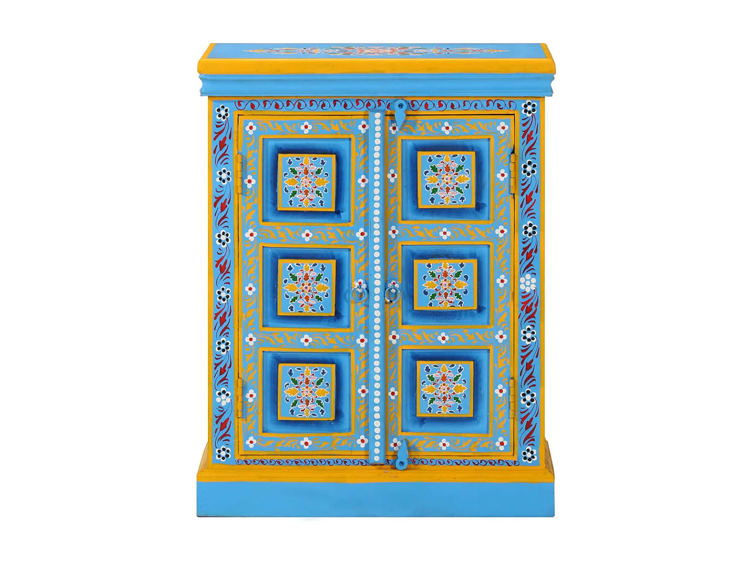 Buffet Bois massif de manguier Peinture manuelle turquoise