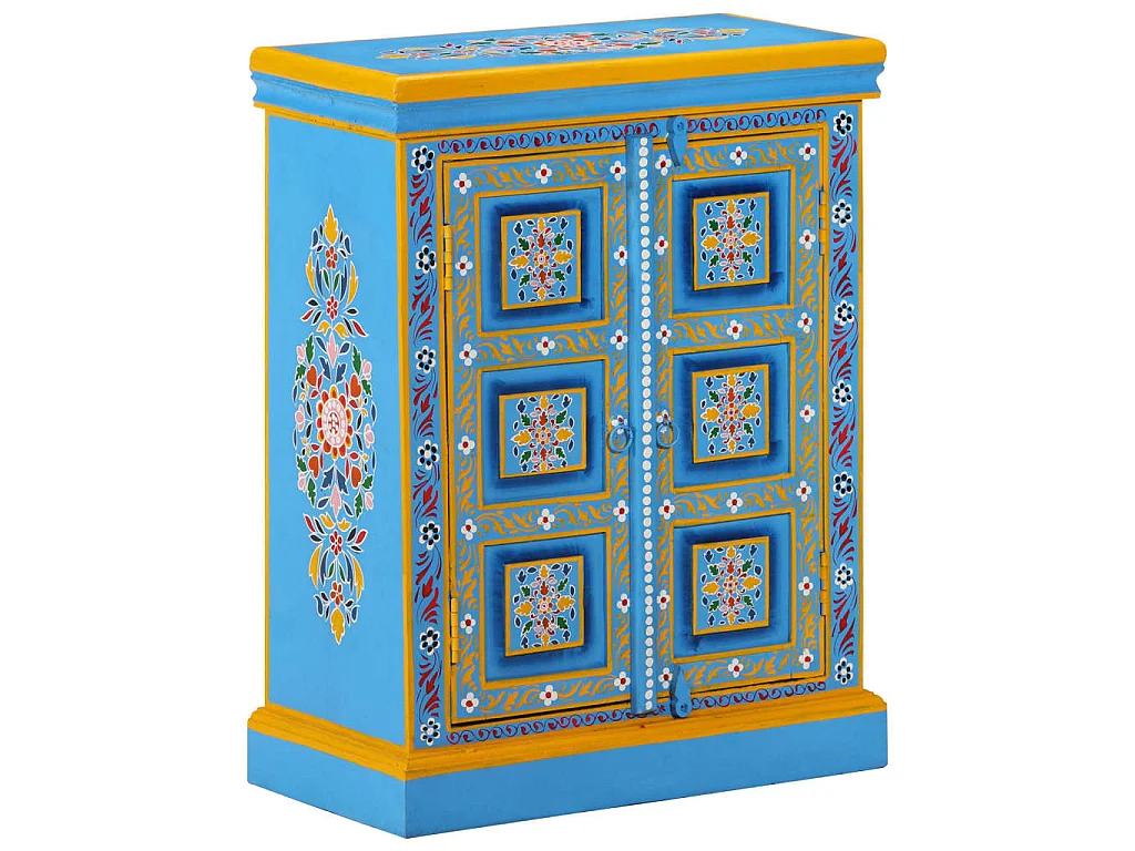 Buffet Bois massif de manguier Peinture manuelle turquoise