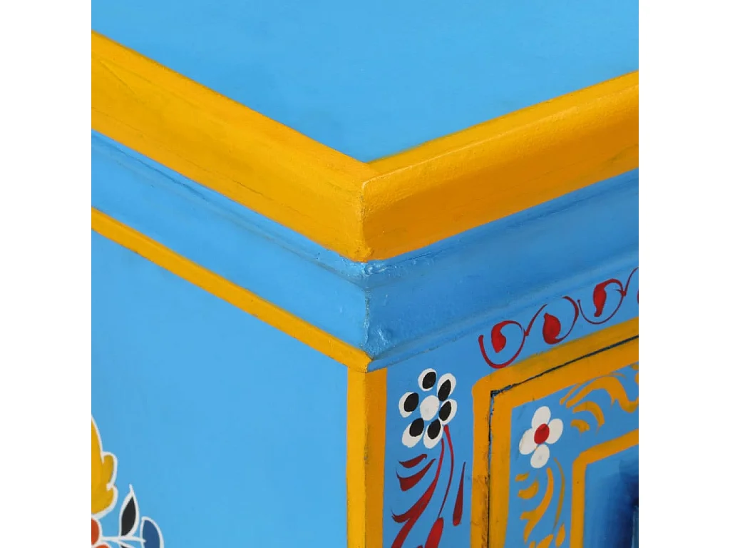 Buffet Bois massif de manguier Peinture manuelle turquoise