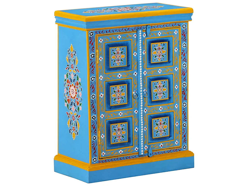 Buffet Bois massif de manguier Peinture manuelle turquoise