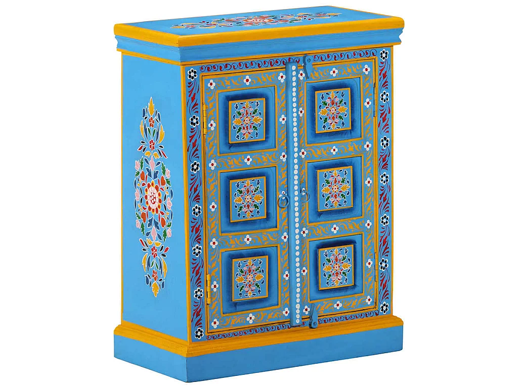 Buffet Bois massif de manguier Peinture manuelle turquoise