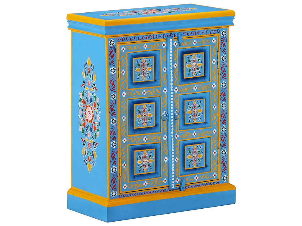 Buffet Bois massif de manguier Peinture manuelle turquoise