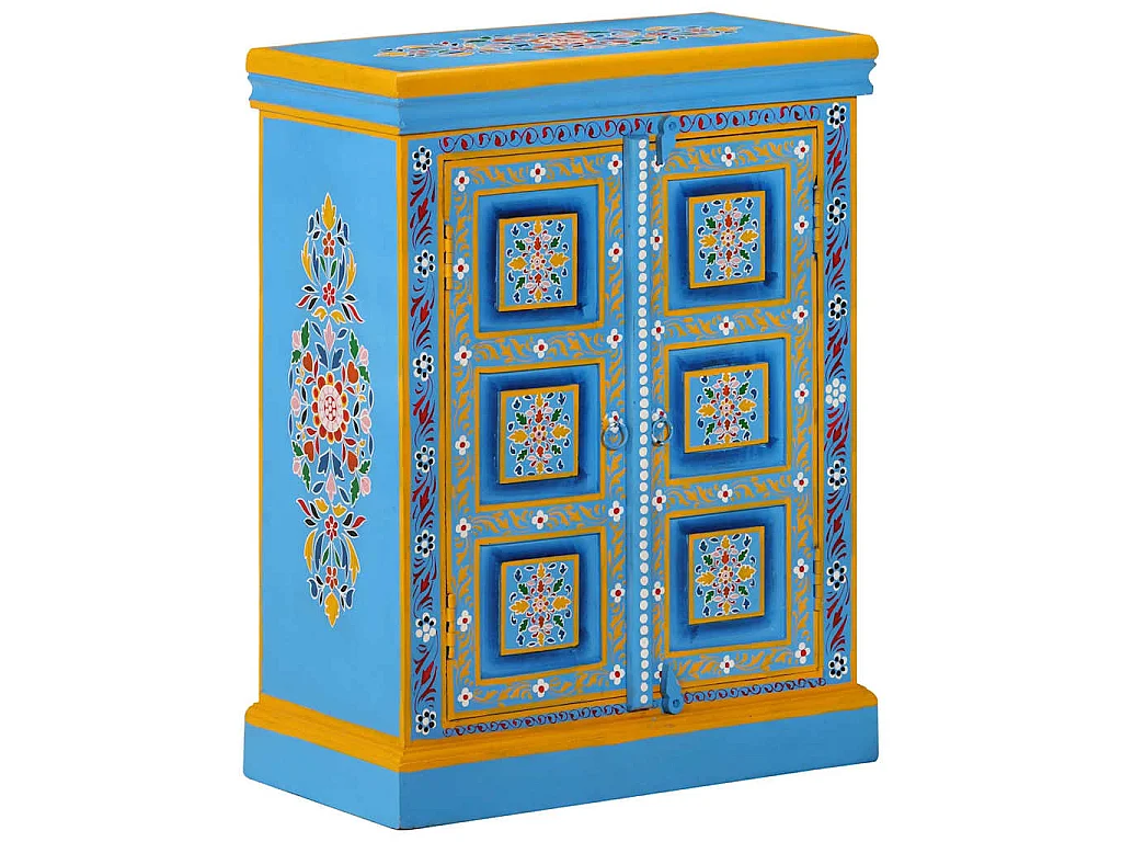 Buffet Bois massif de manguier Peinture manuelle turquoise