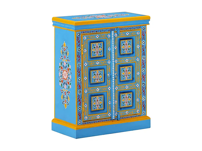 Wandkast handgeschilderd massief mangohout turquoise