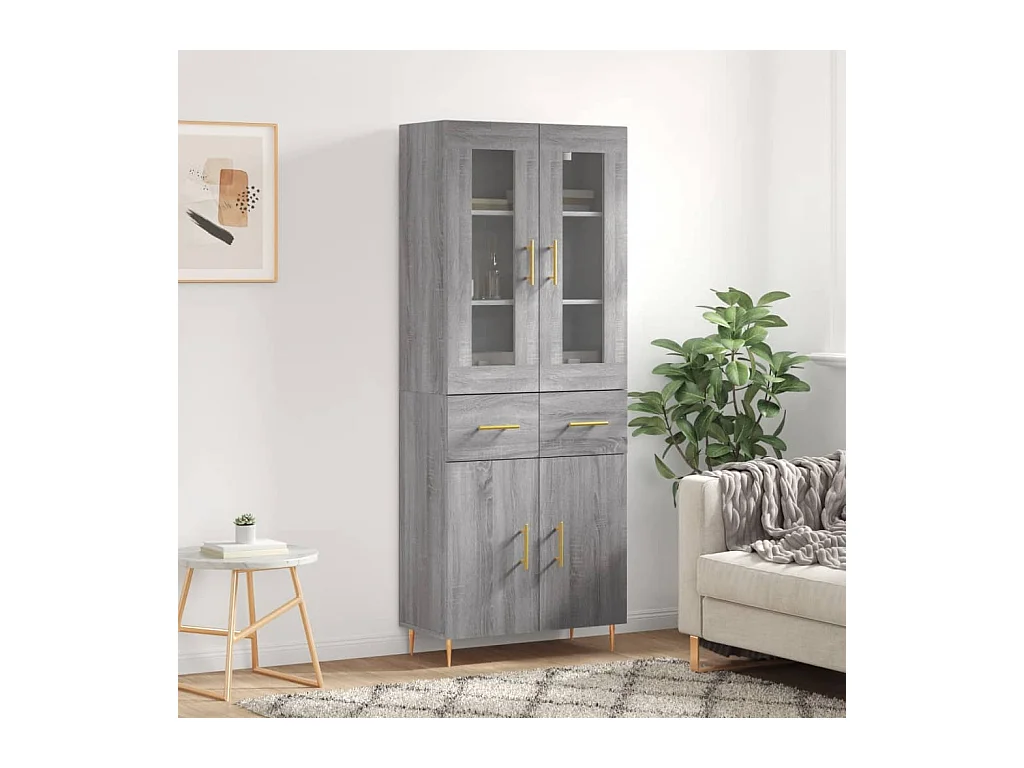 Highboard Grau Sonoma 69,5x34x180 cm Holzwerkstoff