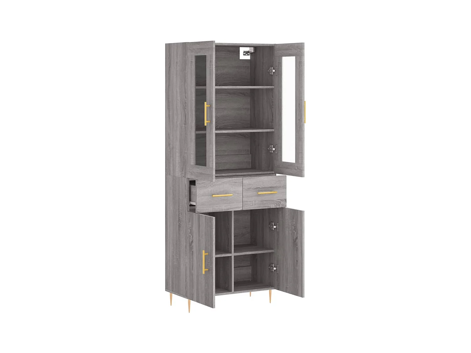 Highboard Grau Sonoma 69,5x34x180 cm Holzwerkstoff