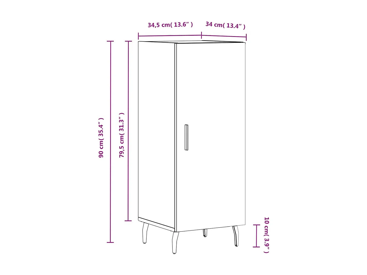 Sideboard Betongrau 34,5x34x90 cm Holzwerkstoff