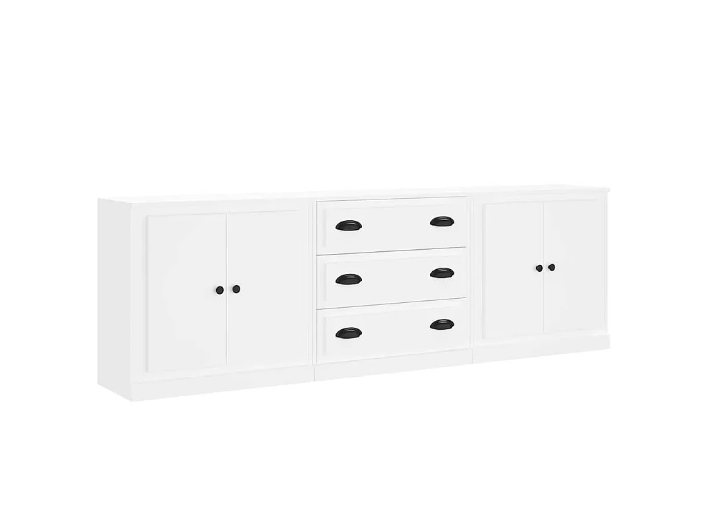Buffets 3 pcs Blanc Bois d'ingénierie