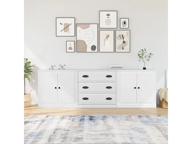 Sideboards 3 Stk. Weiß Holzwerkstoff