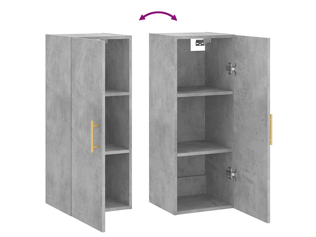 Mobile a Parete Grigio Cemento 34,5x34x90 cm