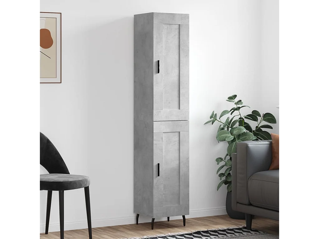 Buffet haut Gris béton 34,5x34x180 cm Bois d'ingénierie