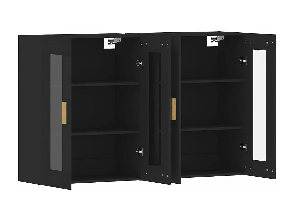 Armoires murales 2 pcs noir bois d'ingénierie