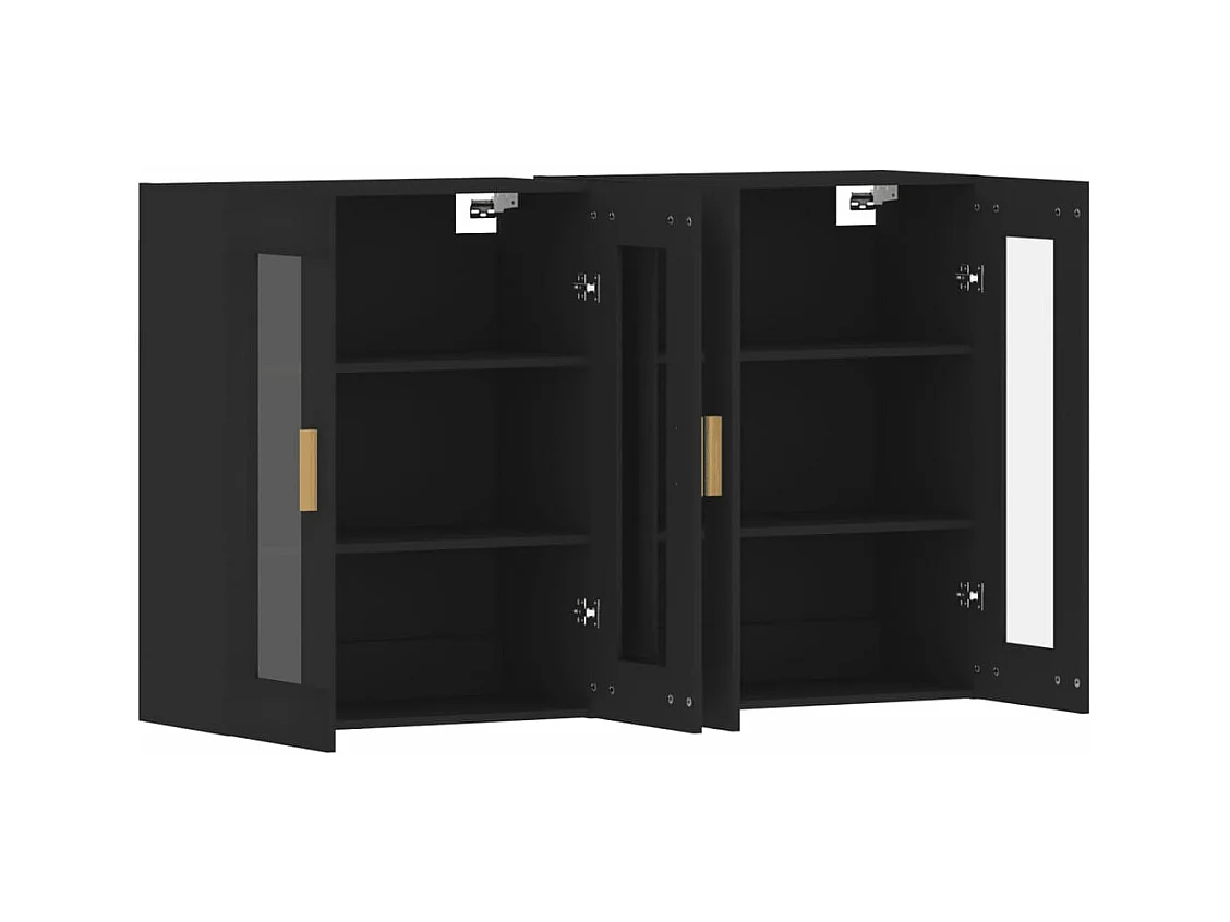 Armoires murales 2 pcs noir bois d'ingénierie