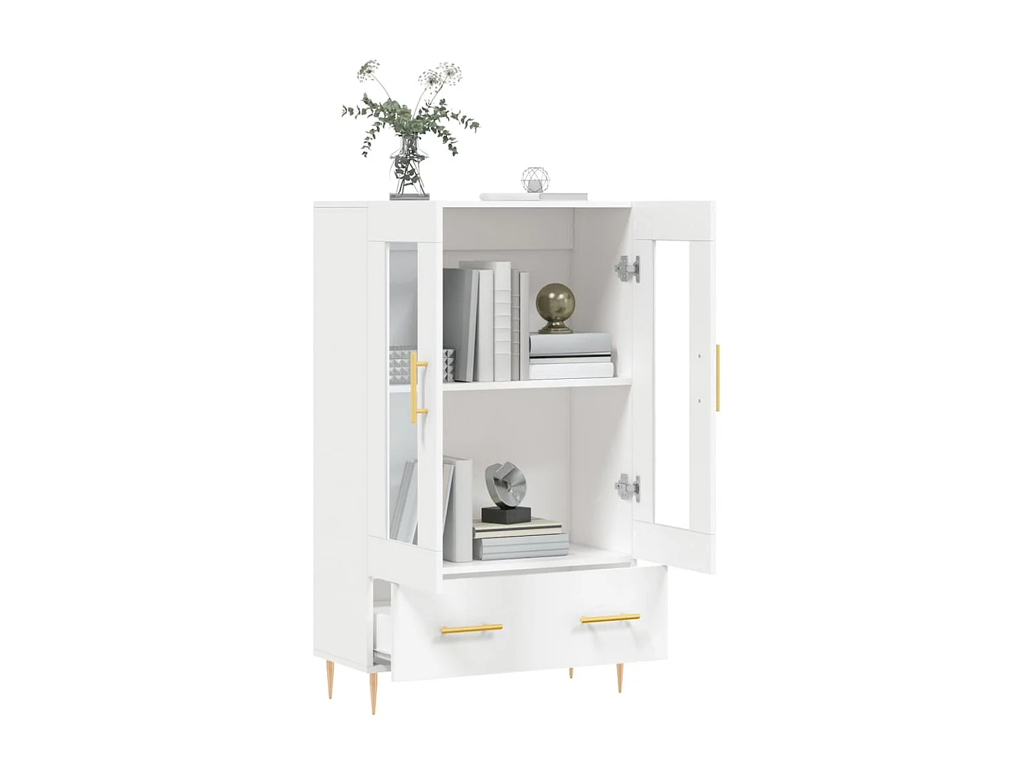 Buffet haut blanc 69,5x31x115 cm bois d'ingénierie