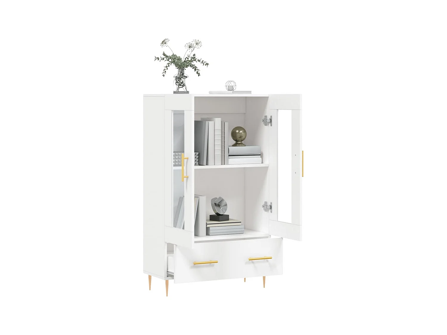 Credenza Bianca 69,5x31x115 cm in Legno Multistrato