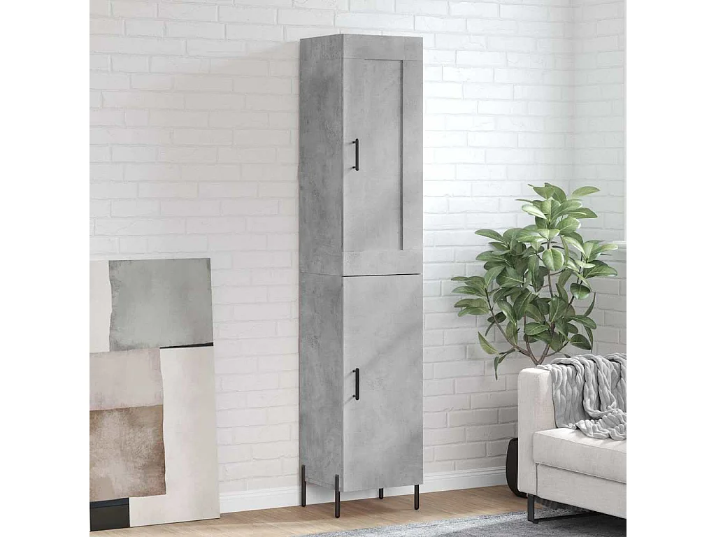 Aparador de madera contrachapada gris hormigón 34,5x34x180 cm