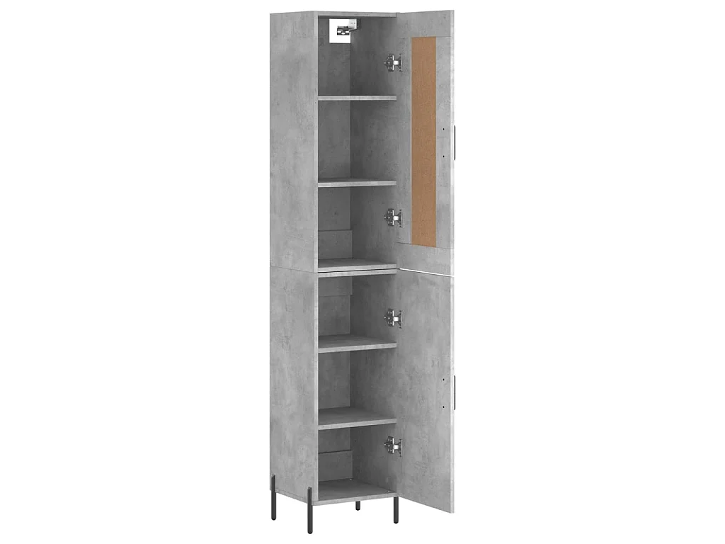 Aparador de madera contrachapada gris hormigón 34,5x34x180 cm