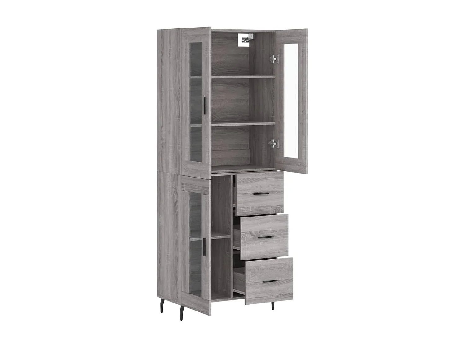 Highboard Grau Sonoma 69,5x34x180 cm Holzwerkstoff
